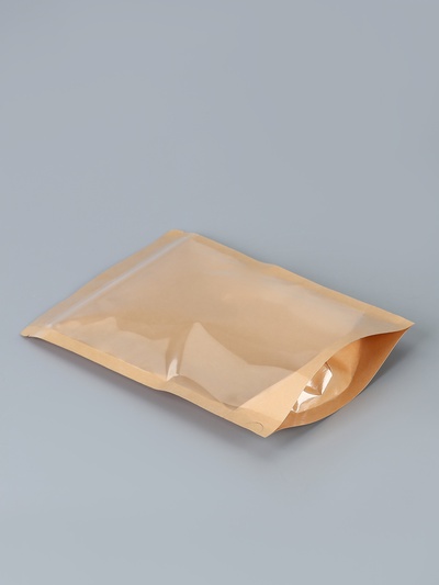 Пакет Zip-lock Крафт с прозрачной стенкой 18×26 + 4 см