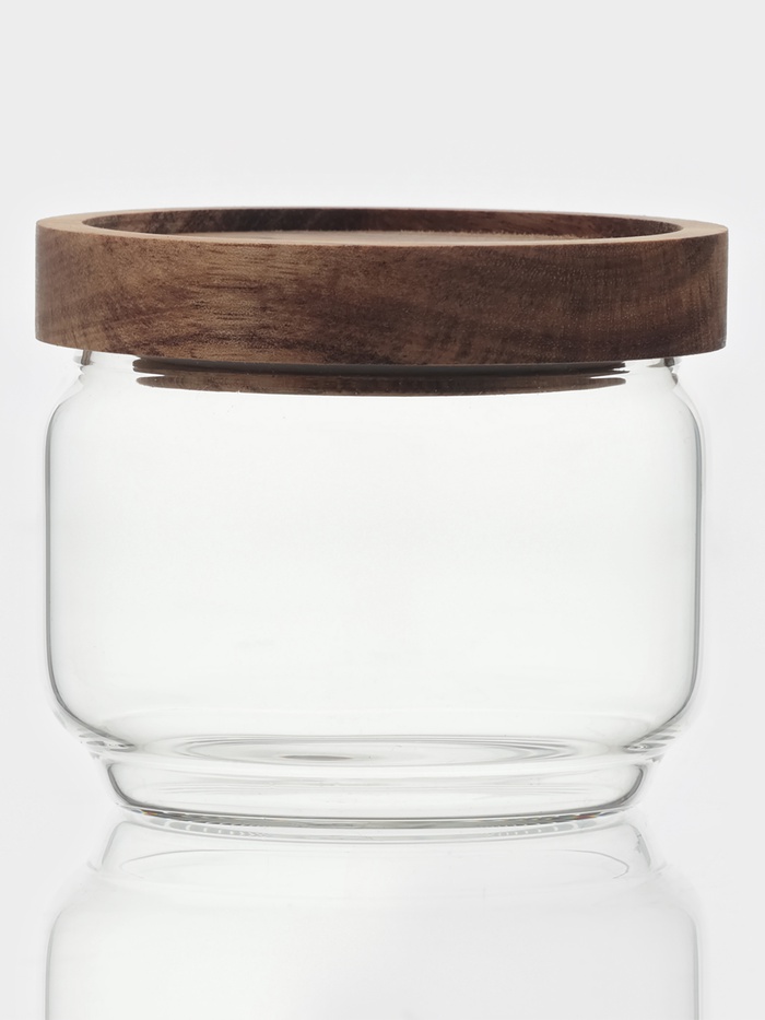 Сахарница Magistro Village, 260 мл, 9×7 см, с деревянной крышкой, стекло, прозрачная - Фото 1