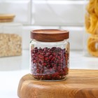 Сахарница Magistro Village, 450 мл, 9×10 см, с крышкой, стекло, акация, прозрачная - Фото 1