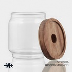 Сахарница Magistro Village, 450 мл, 9×10 см, с крышкой, стекло, акация, прозрачная - Фото 2