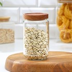 Банка стеклянная для хранения сыпучих продуктов Magistro Village, 700 мл, 9×15 см, с деревянной крышкой - Фото 1
