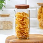 Банка стеклянная для хранения сыпучих продуктов Magistro Village, 900 мл, 9×19 см, с деревянной крышкой - Фото 1