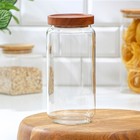 Банка стеклянная для хранения сыпучих продуктов Magistro Village, 900 мл, 9×19 см, с деревянной крышкой - Фото 2