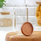 Банка стеклянная для хранения сыпучих продуктов Magistro Village, 900 мл, 9×19 см, с деревянной крышкой - Фото 3