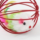 Игрушка "Мышь в шаре с перьями", 6 см, красный шар - фото 6774746