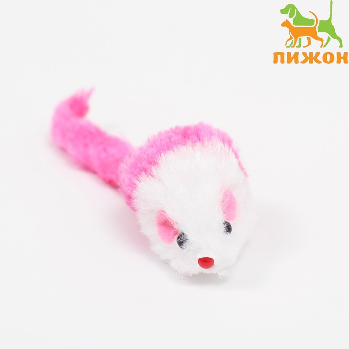 Игрушка для кошек "Малая мышь" двухцветная, 5 см, белая/розовая - Фото 1