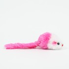 Игрушка для кошек "Малая мышь" двухцветная, 5 см, белая/розовая - фото 6774748