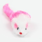 Игрушка для кошек "Малая мышь" двухцветная, 5 см, белая/розовая - фото 6774750
