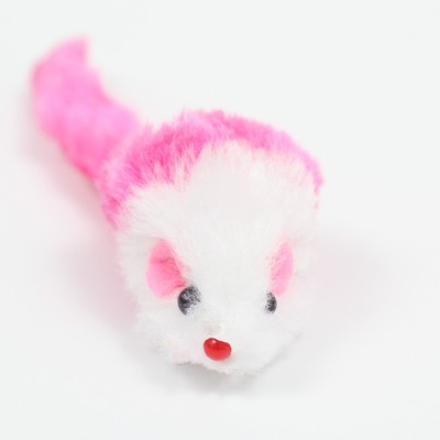 Игрушка для кошек «Малая мышь» двухцветная, 5 см, белая/розовая