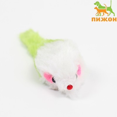 Игрушка для кошек «Малая мышь» двухцветная, 5 см, белая/зелёная