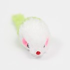 Игрушка для кошек "Малая мышь" двухцветная, 5 см, белая/зелёная - фото 6774754