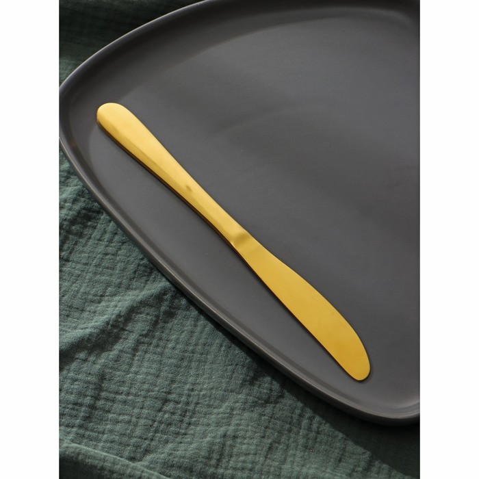 Ножи столовые из нержавеющей стали Доляна «Голд», длина 22 см, 6 шт, цвет золотой - фото 1909063089