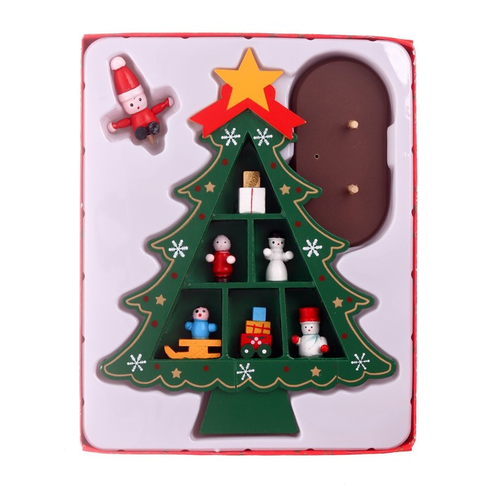 Новогодний сувенир «Ёлка с ячейками под подарки» 14.5 × 19.5 см зелёная, Уценка - Фото 1