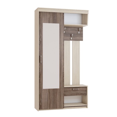 Прихожая «Мечта», левая, 1140×383×2160 мм, цвет ясень шимо тёмный/ясень шимо светлый