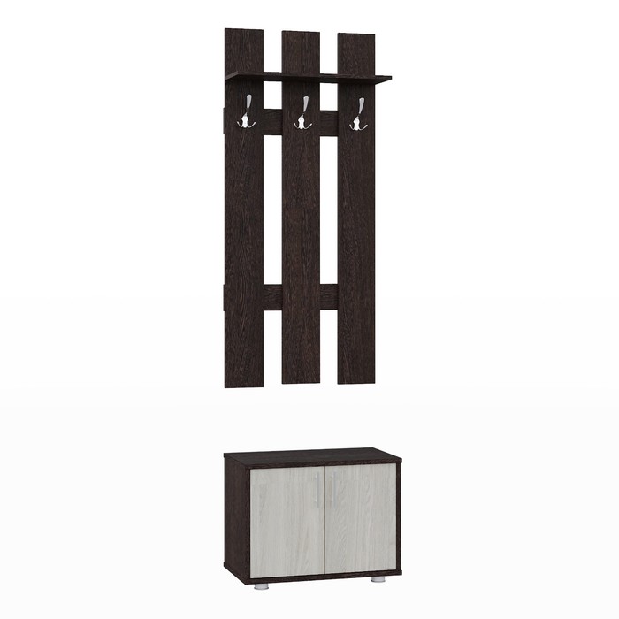 Секция с вешалкой «Афина», 600 × 343 × 2078 мм, 2 двери, дуб венге / ясень анкор светлый - Фото 1