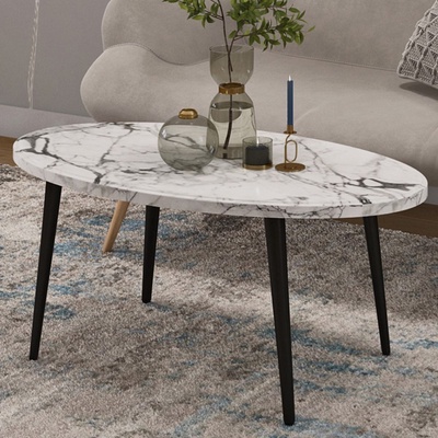 Столик журнальный, 900×500×428 мм, цвет монте белый/металл чёрный муар