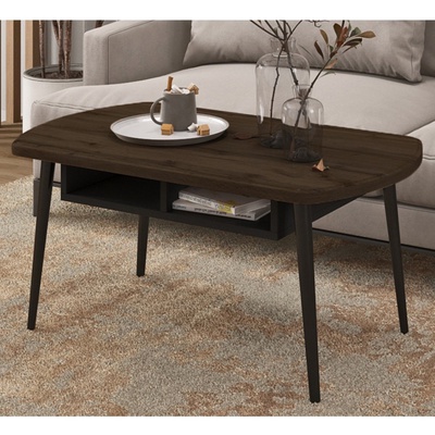 Столик журнальный, 900×500×428 мм, цвет дуб вотан тёмный/чёрный/металл чёрный муар