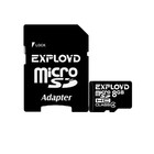 Карта памяти Exployd MicroSD, 8 Гб, SDHC, класс 4, с адаптером SD - фото 10803391