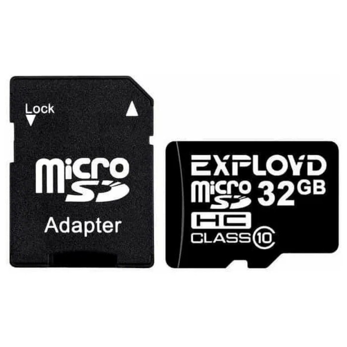 Карта памяти Exployd MicroSD, 32 Гб, SDHC, класс 10, с адаптером SD - Фото 1