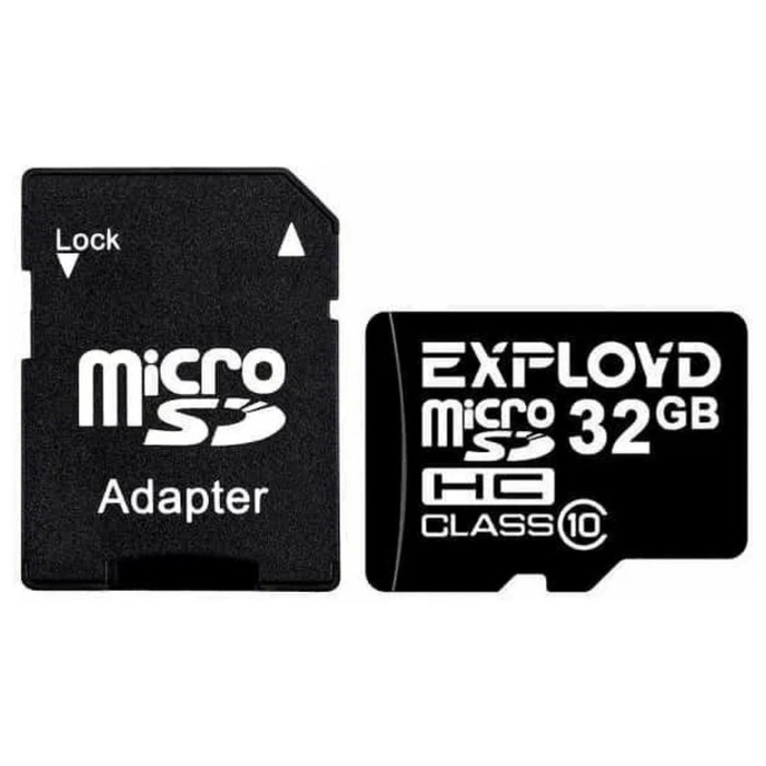 Карта памяти Exployd MicroSD, 32 ГБ, SDHC, класс 10, с адаптером SD - Фото 1