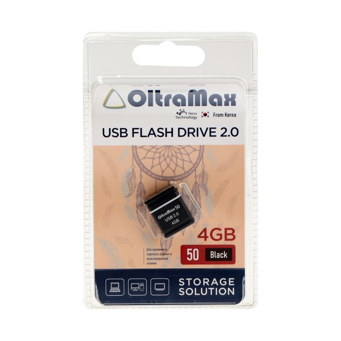 Флешка OltraMax 50, 4 Гб, USB2.0, чт до 15 Мб/с, зап до 8 Мб/с, чёрная - фото 51307189