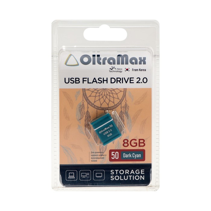 Флешка OltraMax 50, 8 Гб, USB2.0, чт до 15 Мб/с, зап до 8 Мб/с, т/зеленая - фото 51307208