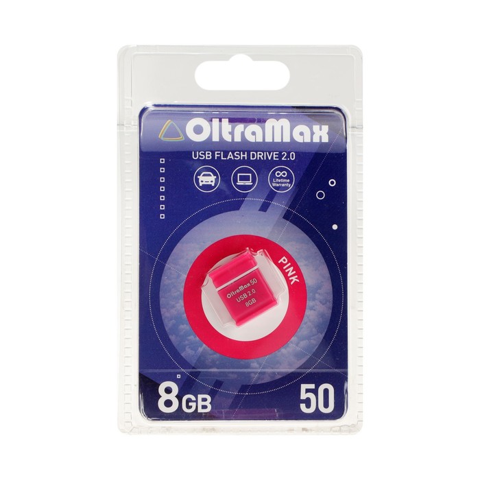 Флешка OltraMax 50, 8 Гб, USB2.0, чт до 15 Мб/с, зап до 8 Мб/с, розовая - фото 51307214