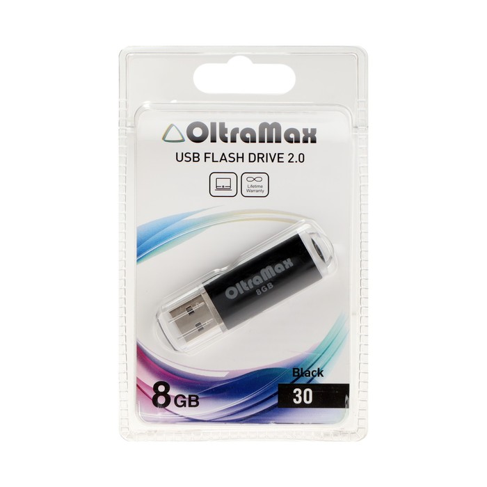 Флешка OltraMax 30, 8 Гб, USB2.0, чт до 15 Мб/с, зап до 8 Мб/с, чёрная - фото 51307228