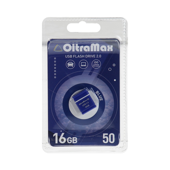 Флешка OltraMax 50, 16 Гб, USB2.0, чт до 15 Мб/с, зап до 8 Мб/с, синяя - фото 51524736