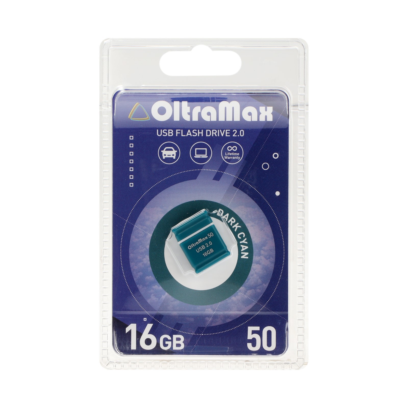 Флешка OltraMax 50, 16 Гб, USB2.0, чт до 15 Мб/с, зап до 8 Мб/с, т ...