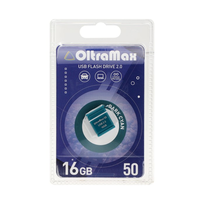 Флешка OltraMax 50, 16 Гб, USB2.0, чт до 15 Мб/с, зап до 8 Мб/с, т/зеленая - Фото 1