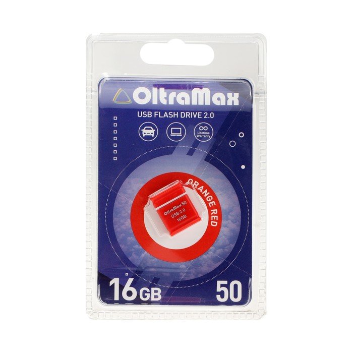 Флешка OltraMax 50, 16 Гб, USB2.0, чт до 15 Мб/с, зап до 8 Мб/с, красная - фото 51307241