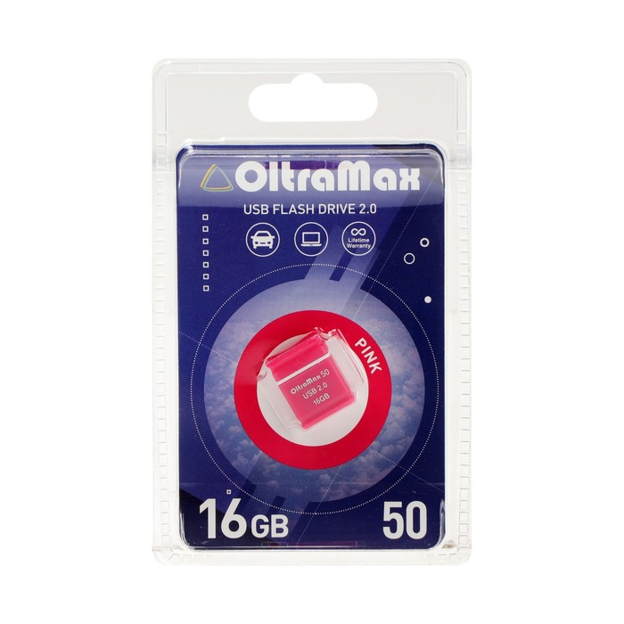 Флешка OltraMax 50, 16 Гб, USB2.0, чт до 15 Мб/с, зап до 8 Мб/с, розовая - фото 51307244