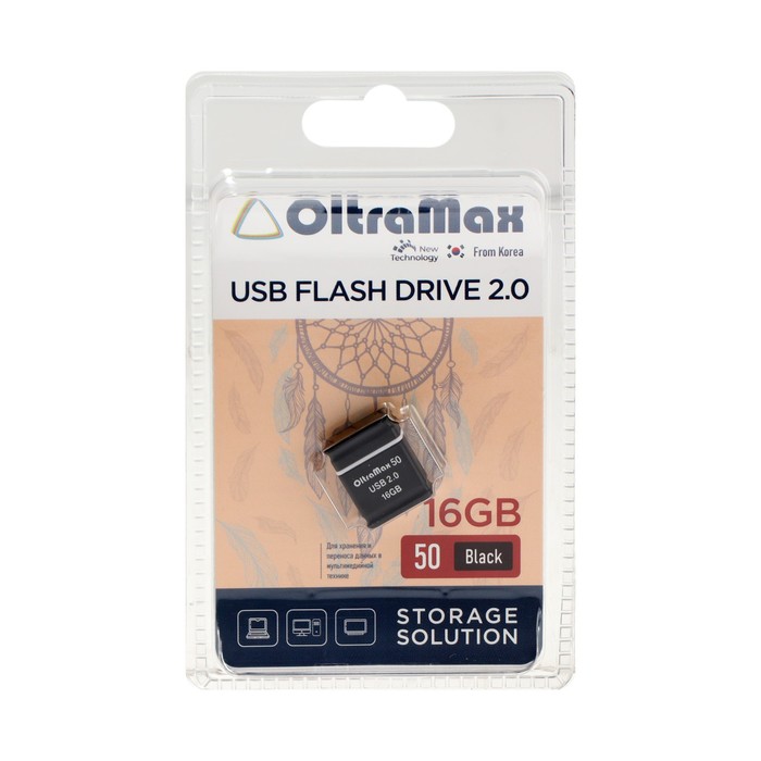 Флешка OltraMax 50, 16 Гб, USB2.0, чт до 15 Мб/с, зап до 8 Мб/с, чёрная - фото 51307247