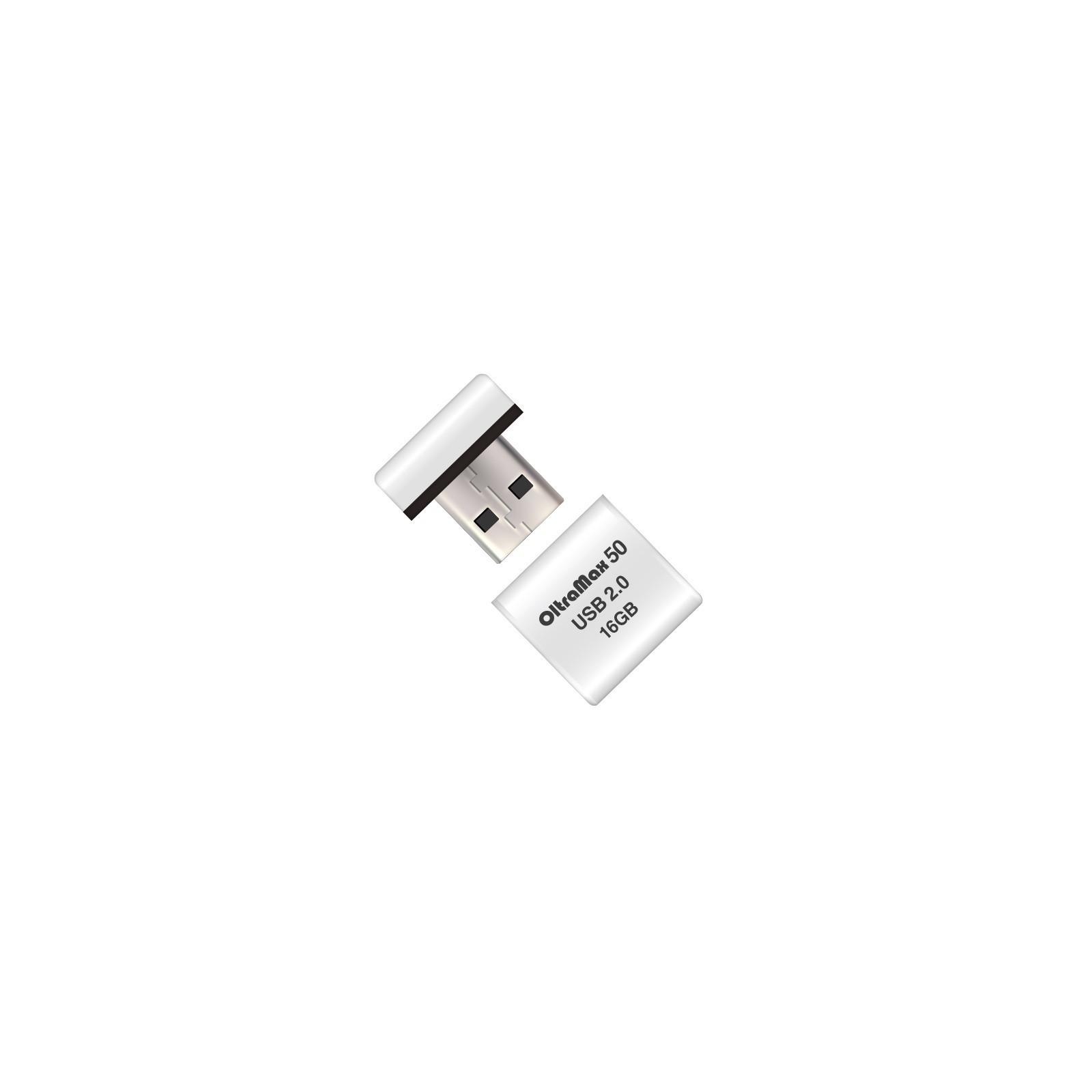 Флешка OltraMax 50, 16 Гб, USB2.0, чт до 15 Мб/с, зап до 8 Мб/с, белая ...