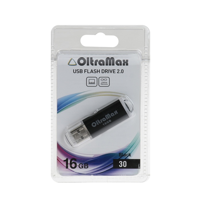 Флешка OltraMax 30, 16 Гб, USB2.0, чт до 15 Мб/с, зап до 8 Мб/с, чёрная - фото 51524738