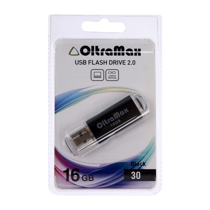 Флешка OltraMax 30, 16 Гб, USB2.0, чт до 15 Мб/с, зап до 8 Мб/с, чёрная - фото 51556626