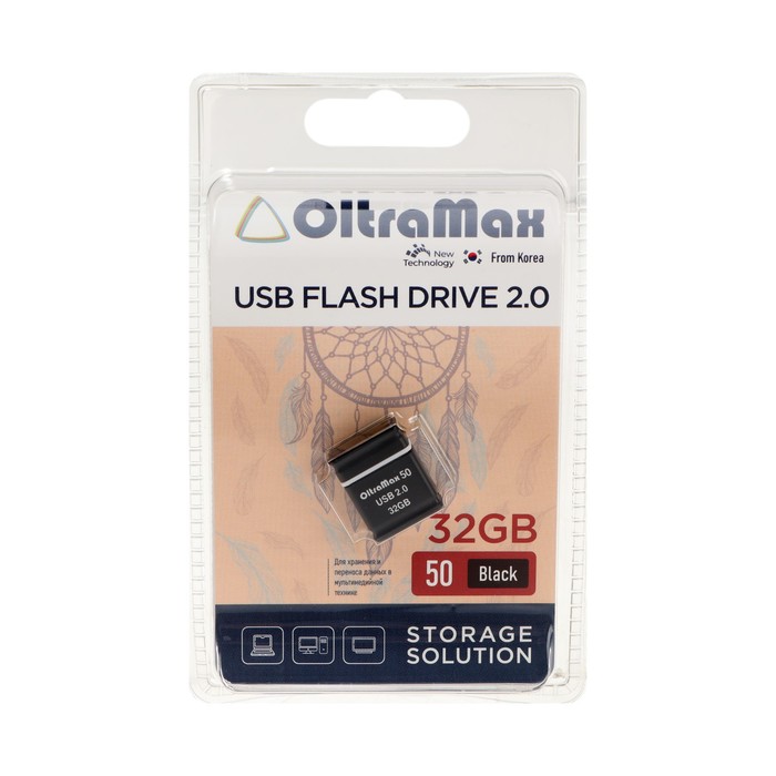 Флешка OltraMax 50, 32 Гб, USB2.0, чт до 15 Мб/с, зап до 8 Мб/с, чёрная - Фото 1