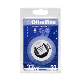 Флешка OltraMax 50, 32 Гб, USB2.0, чт до 15 Мб/с, зап до 8 Мб/с, белая 9441551