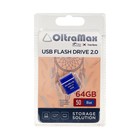 Флешка OltraMax 50, 64 Гб, USB2.0, чт до 15 Мб/с, зап до 8 Мб/с, синяя - фото 319201343