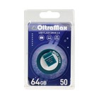 Флешка OltraMax 50, 64 Гб, USB2.0, чт до 15 Мб/с, зап до 8 Мб/с, голубая - фото 319201345