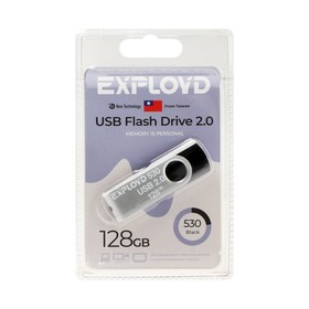 Флешка Exployd 530, 128 Гб, USB2.0, чт до 15 Мб/с, зап до 8 Мб/с, чёрная 9441561