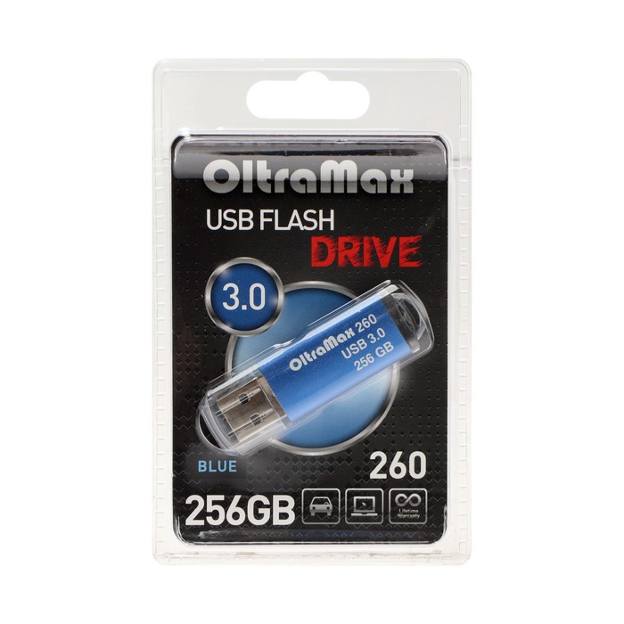 Флешка OltraMax 260, 256 Гб, USB3.0, чт до 70 Мб/с, зап до 20 Мб/с, синяя - фото 51307315