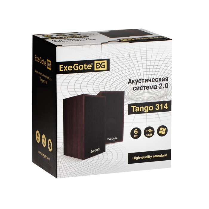 Компьютерные колонки 2.0 ExeGate Tango 314, 2х3Вт, USB, дерево - фото 51307367