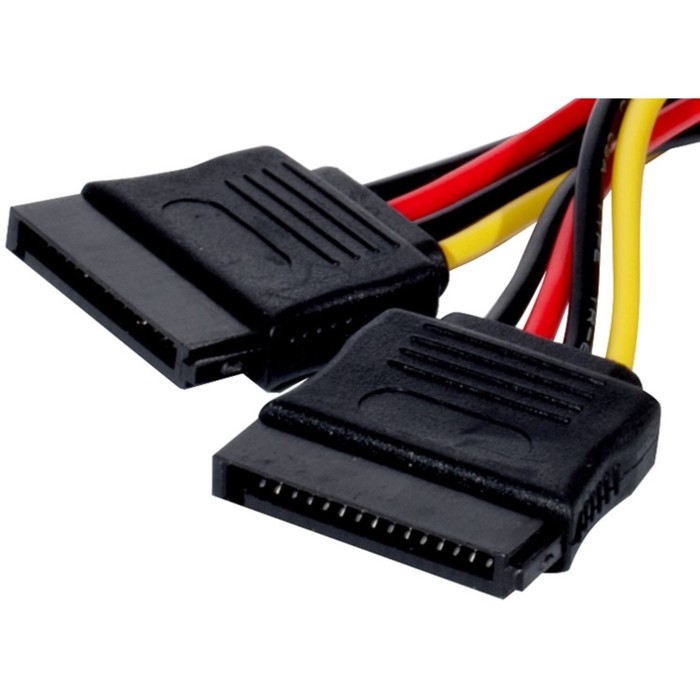 Кабель-переходник питания ExeGate EX-CC-SATA-PSY, Molex(4pin)(m)-2хSATA(15pin)(f), 0.15 м - фото 51307421