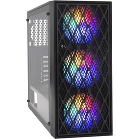 Корпус ExeGate Miditower EVO-8243, без БП, ATX, 2хUSB 2.0, 1хUSB 3.0, подсветка, чёрный