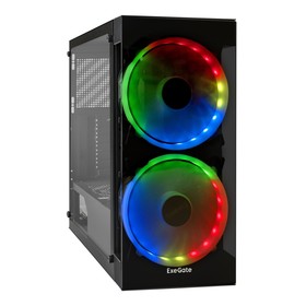 Корпус ExeGate Miditower i3 MATRIX, без БП, ATX, 2хUSB 2.0, 1хUSB 3.0, подсветка, чёрный 9436330