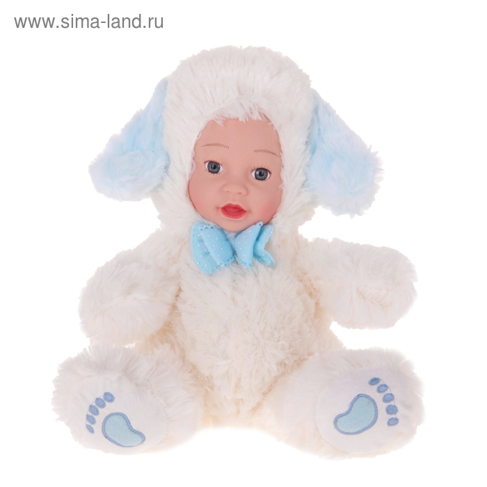 Мягкая игрушка "Кукла в костюме собачки", голубой бантик - Фото 1