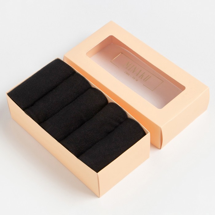 Набор носков MINAKU, 5 пар, цвет черный, р-р 36-38 (23 см) - Фото 1
