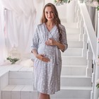 Комплект женский (сорочка/халат) для беременных, цвет светло-серый, размер 48 - фото 10849784